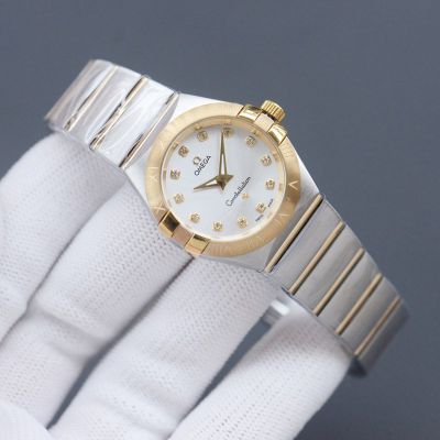 Omega Constelllation Swiss Quartz Movement 27MM Gold Bezel Women Watch